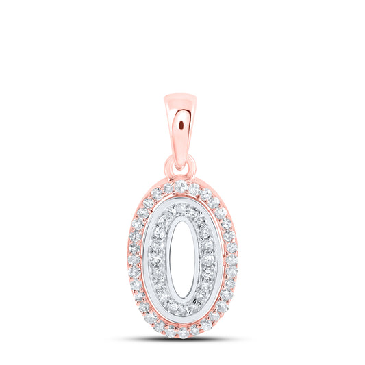 0.17 Ctw Natural Diamond Hiphop Block Initial Letter O Pendant in 10k Two-tone Gold