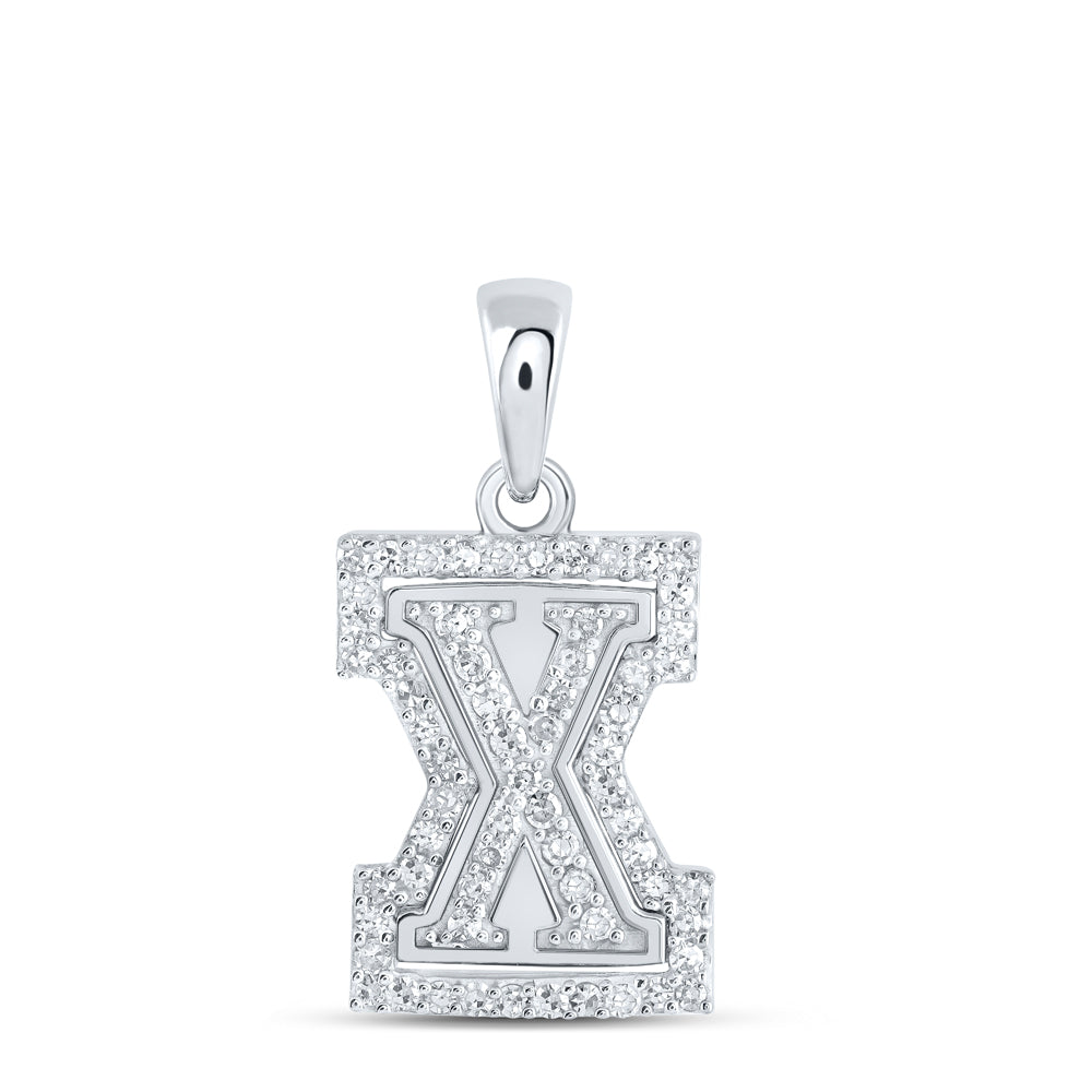 0.19 Ctw Natural Diamond Hiphop Block Initial Letter W Pendant in 10k White Gold