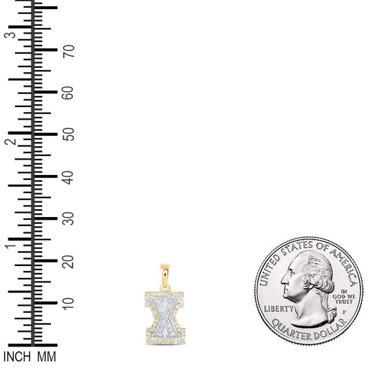 0.19 Ctw Natural Diamond Hiphop Block Initial Letter X Pendant in 10k Two-tone Gold