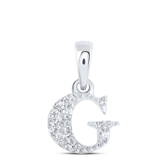 0.06 Ctw Natural Diamond Tiny Block Initial Letter G Pendant in 10k White Gold
