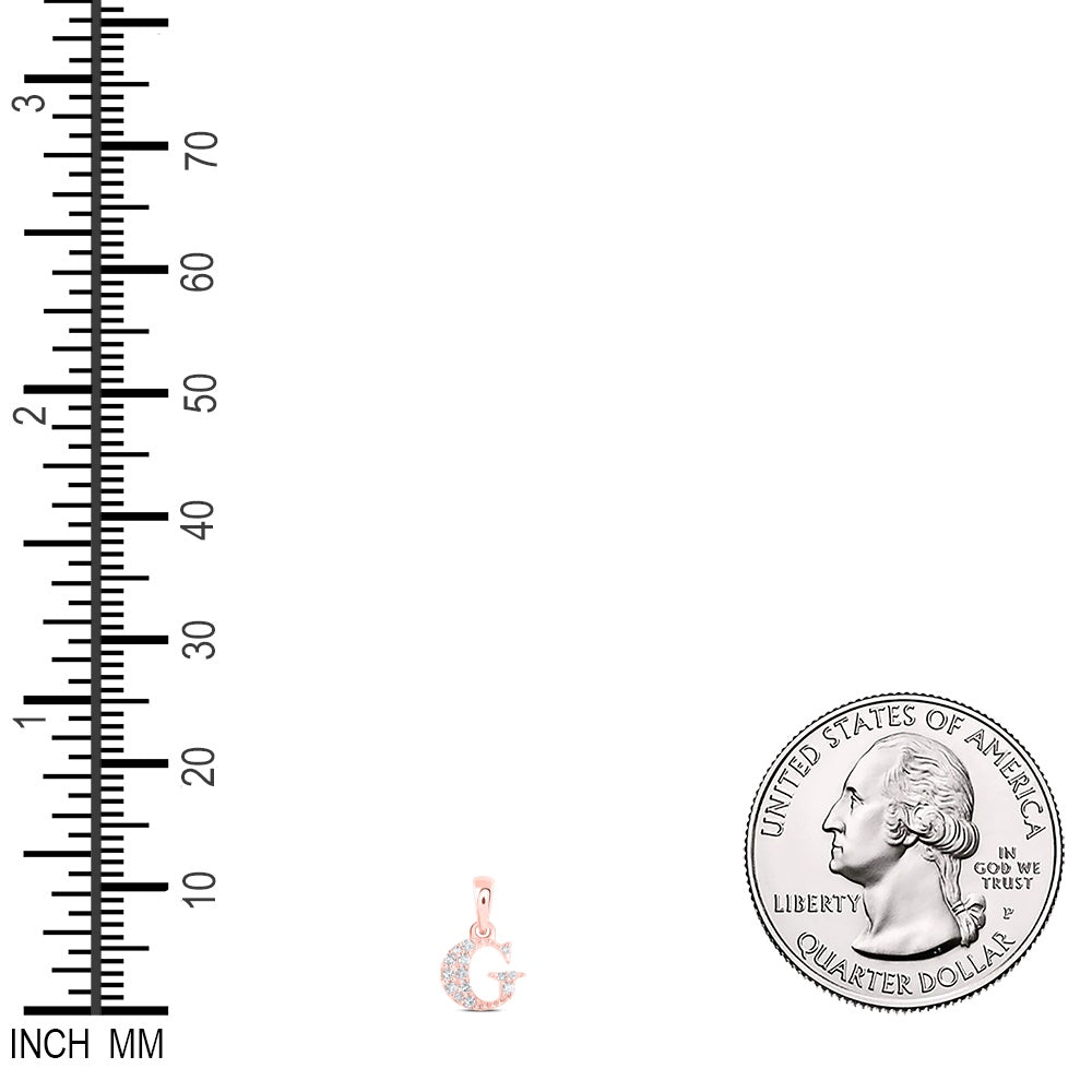 0.06 Ctw Natural Diamond Tiny Block Initial Letter G Pendant in 10k Rose Gold