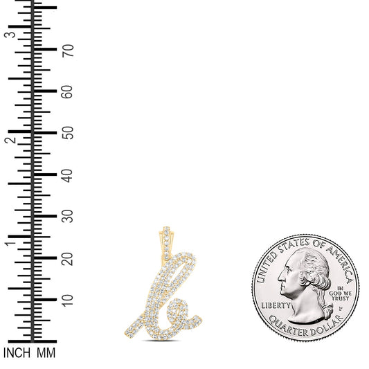 0.65 Ctw Natural Diamond Hiphop Initial Letter B Pendant in 10k Yellow Gold