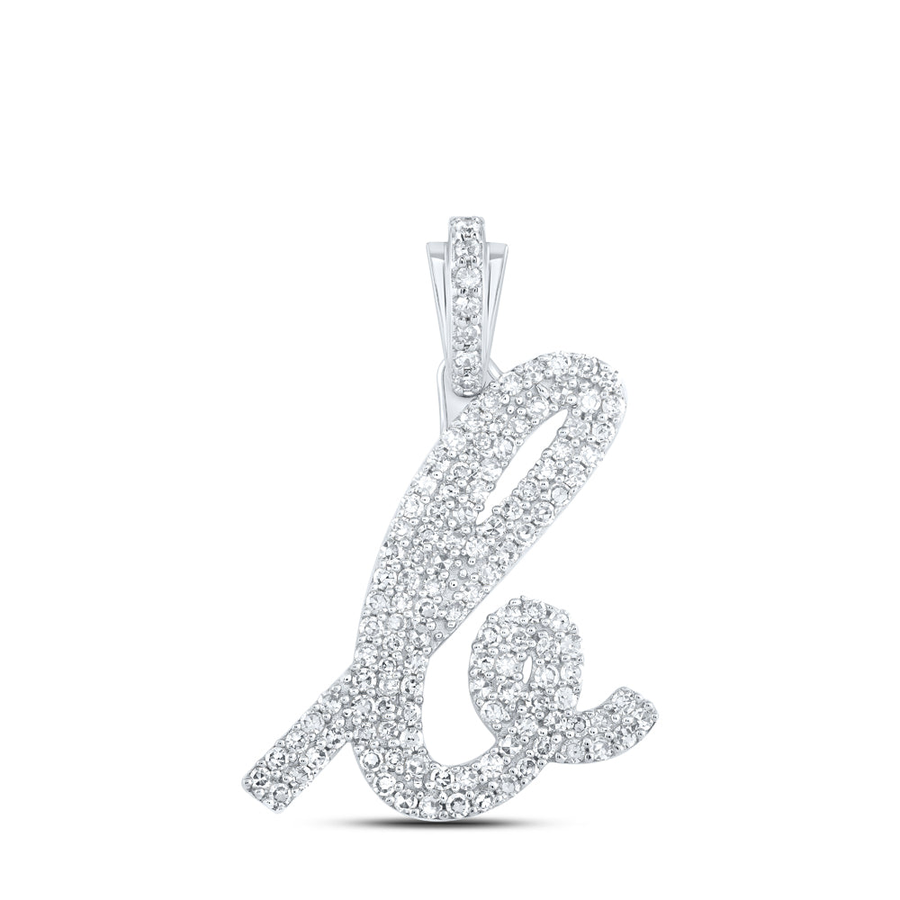 0.65 Ctw Natural Diamond Hiphop Initial Letter B Pendant in 10k White Gold