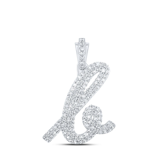 0.65 Ctw Natural Diamond Hiphop Initial Letter B Pendant in 10k White Gold