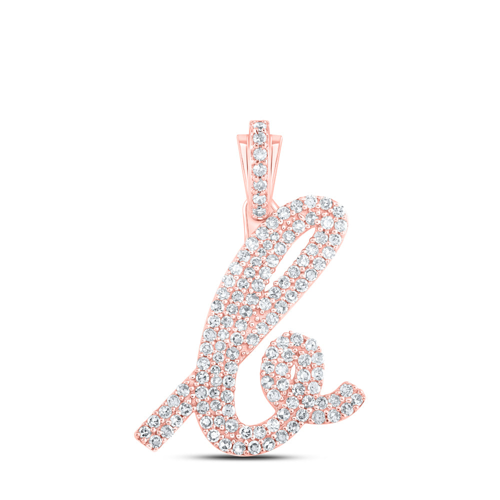 0.6 Ctw Natural Diamond Hiphop Initial Letter B Pendant in 10k Rose Gold