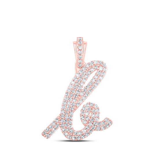 0.6 Ctw Natural Diamond Hiphop Initial Letter B Pendant in 10k Rose Gold
