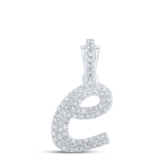 0.31 Ctw Natural Diamond Hiphop Initial Letter E Pendant in 10k White Gold