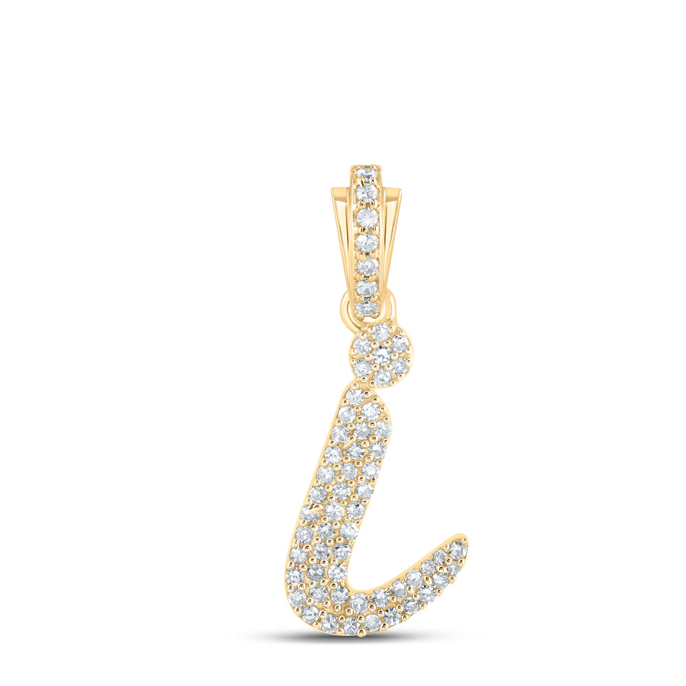 0.26 Ctw Natural Diamond Hiphop Initial Letter L Pendant in 10k Yellow Gold