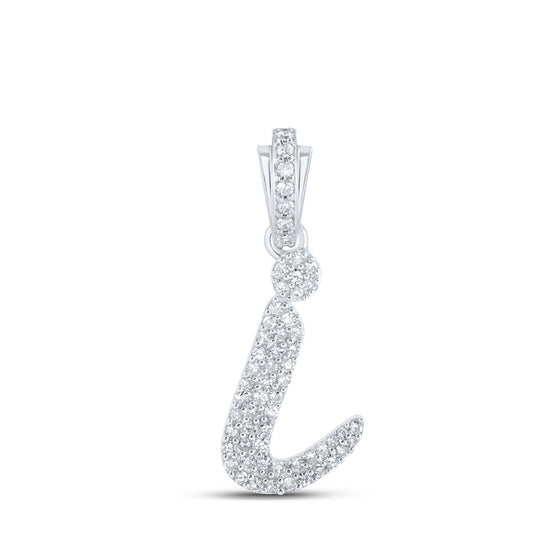 0.26 Ctw Natural Diamond Hiphop Initial Letter L Pendant in 10k White Gold