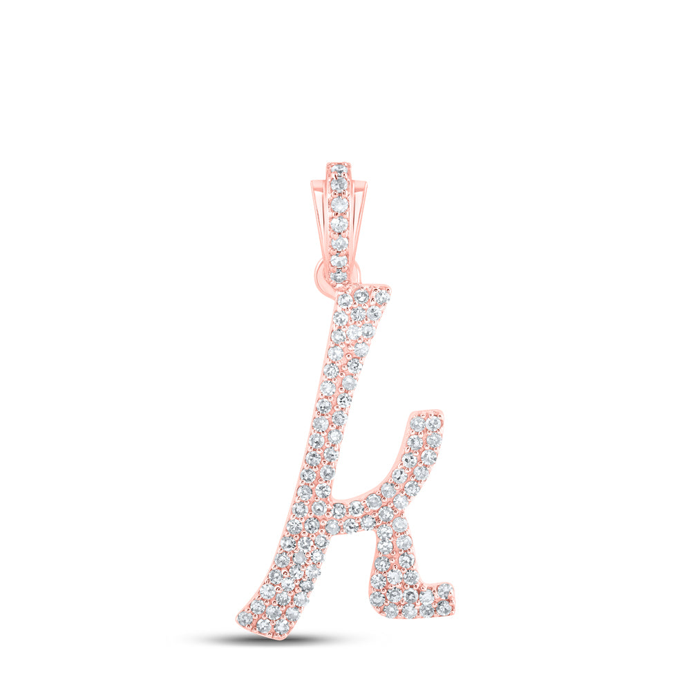 0.37 Ctw Natural Diamond Cursive Initial Letter K Pendant in 10k Rose Gold