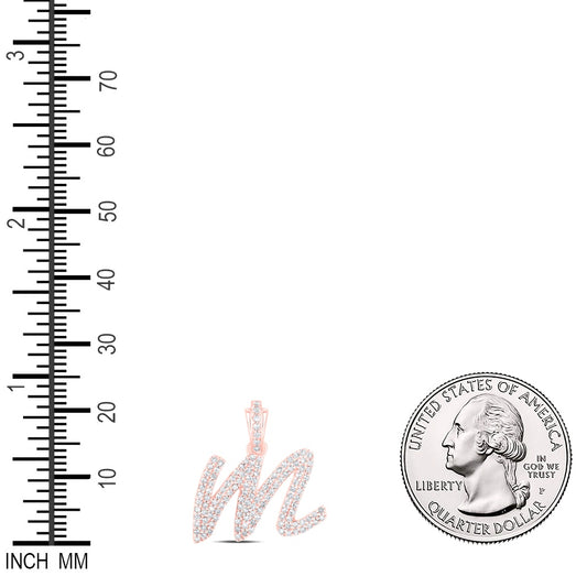 0.51 Ctw Natural Diamond Hiphop Initial Letter M Pendant in 10k Rose Gold