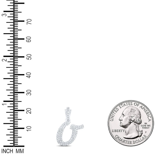 0.33 Ctw Natural Diamond Hiphop Cursive Initial Letter O Pendant in 10k White Gold