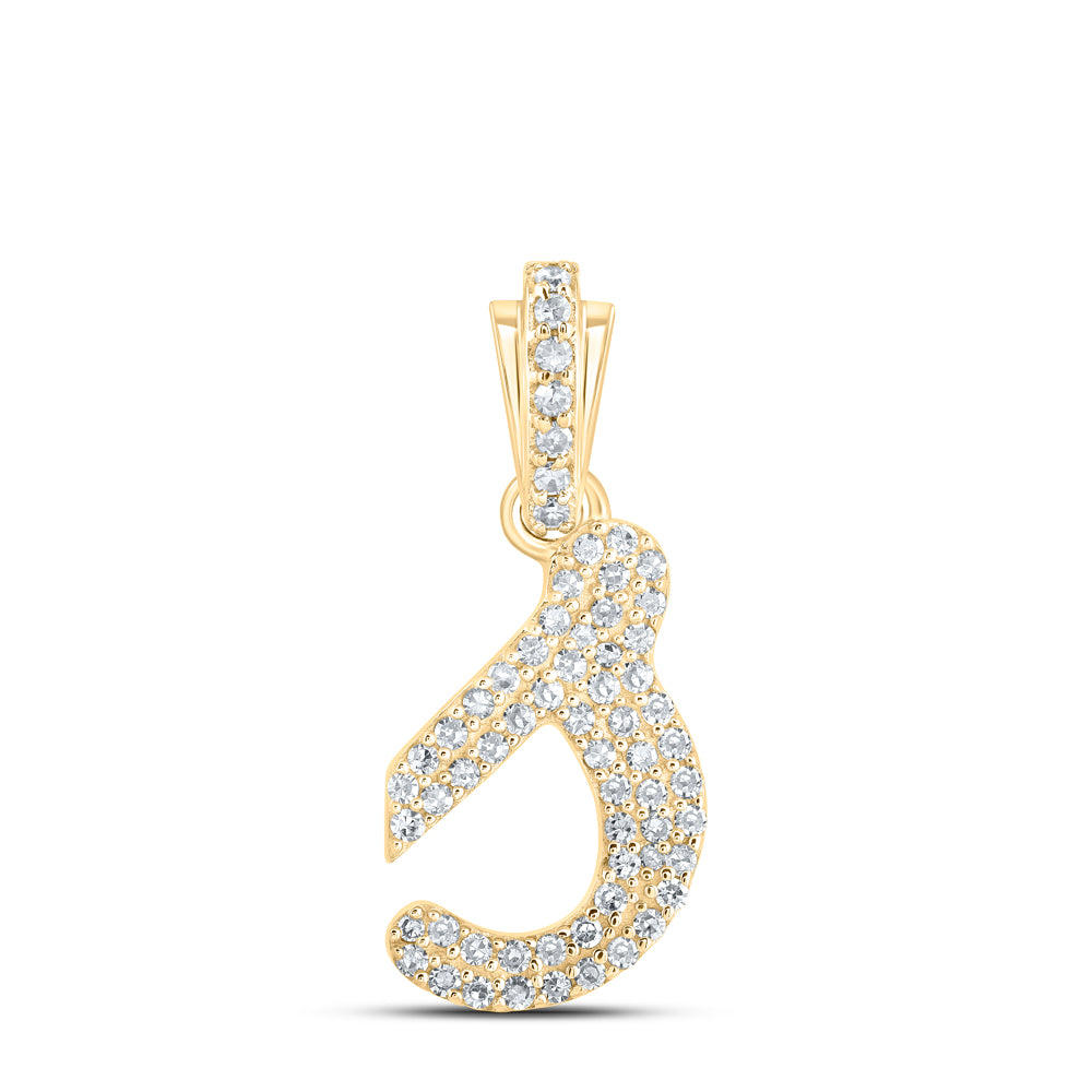 0.25 Ctw Natural Diamond Hiphop Initial Letter J Pendant in 10k Yellow Gold