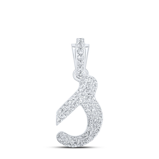 0.25 Ctw Natural Diamond Hiphop Initial Letter J Pendant in 10k White Gold