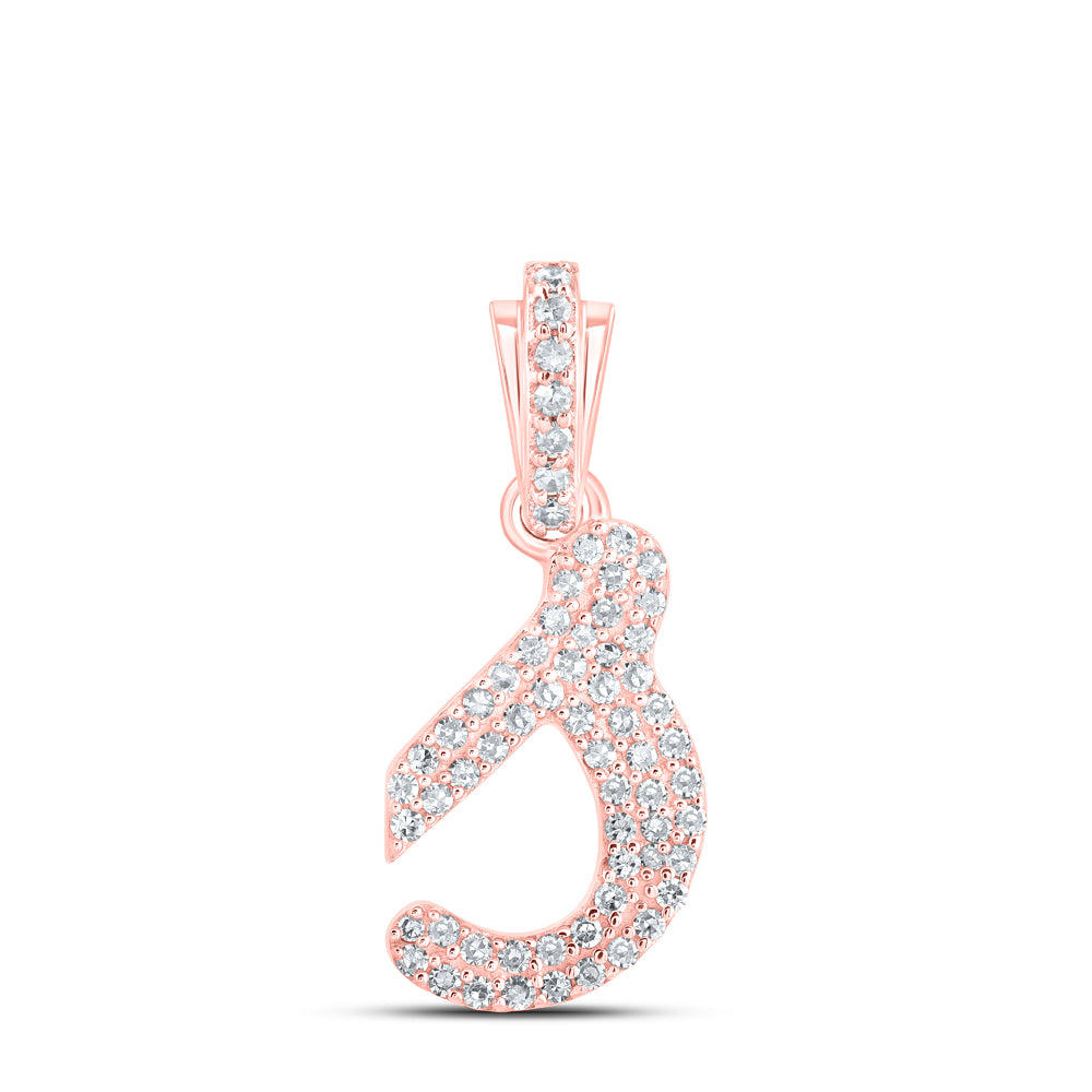 0.25 Ctw Natural Diamond Hiphop Initial Letter J Pendant in 10k Rose Gold