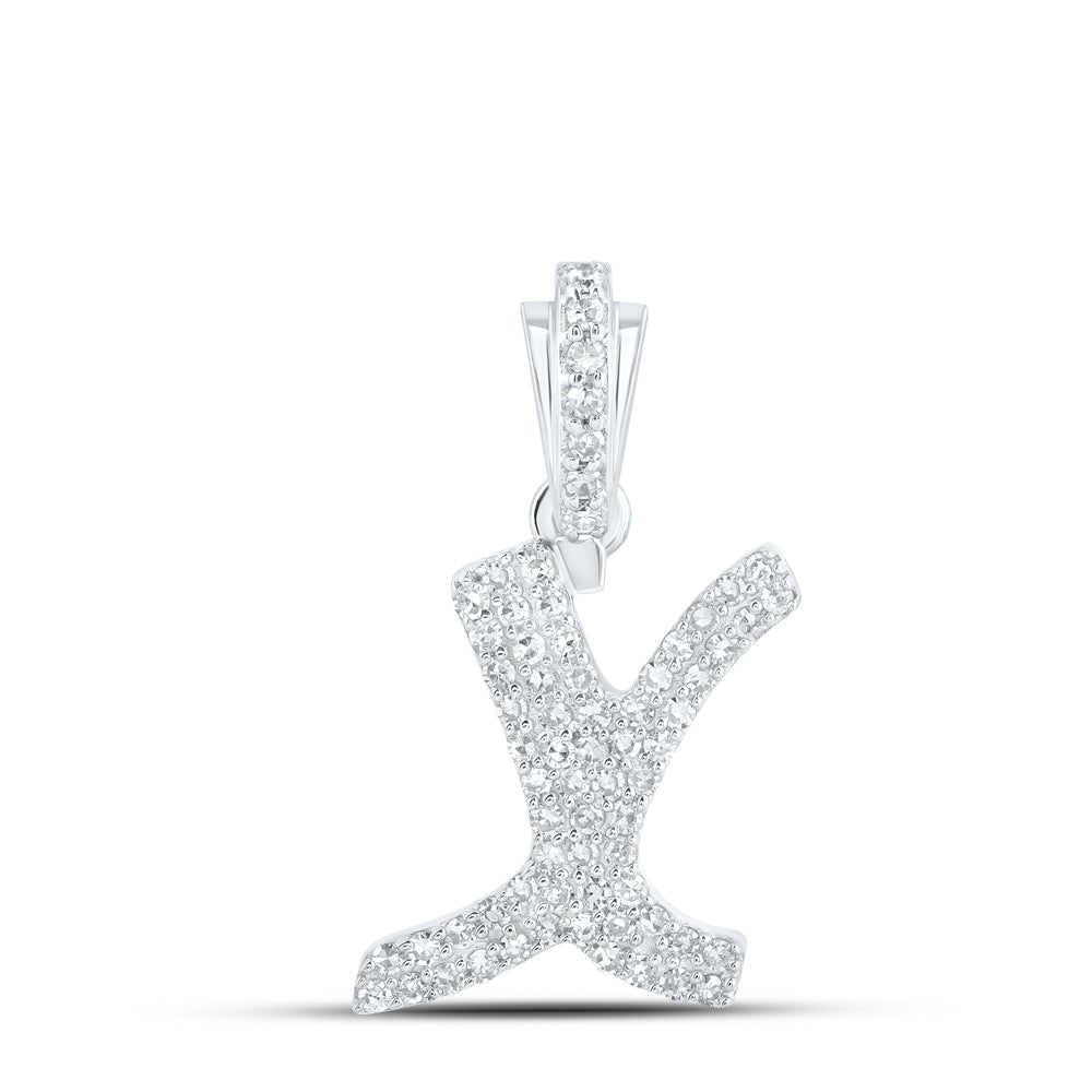 0.28 Ctw Natural Diamond Hiphop Initial Letter X Pendant in 10k White Gold