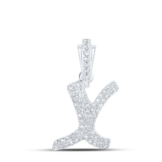 0.28 Ctw Natural Diamond Hiphop Initial Letter X Pendant in 10k White Gold