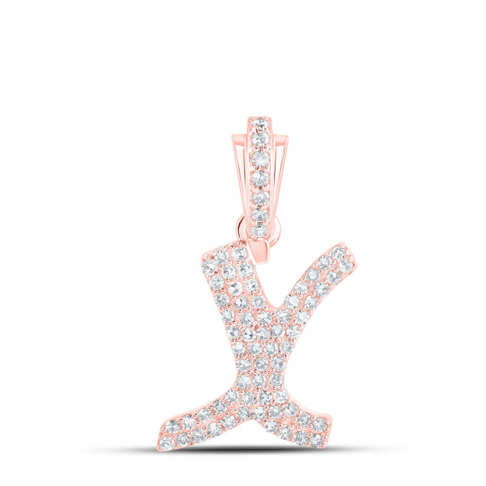 0.28 Ctw Natural Diamond Hiphop Initial Letter X Pendant in 10k Rose Gold
