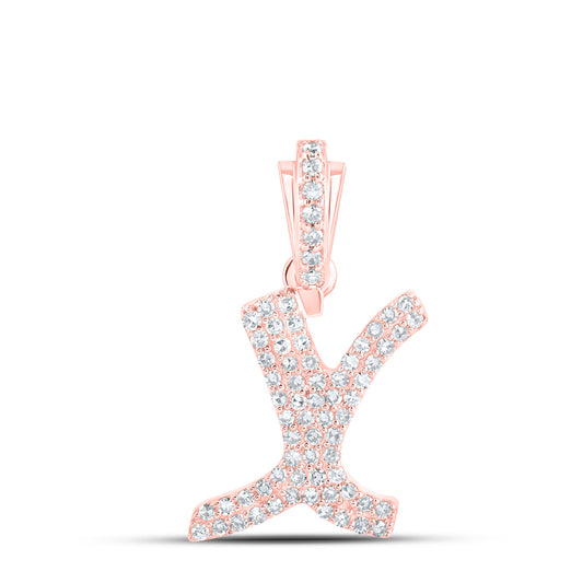 0.28 Ctw Natural Diamond Hiphop Initial Letter X Pendant in 10k Rose Gold