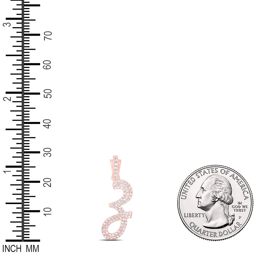 0.36 Ctw Natural Diamond Cursive Initial Letter Z Pendant in 10k Rose Gold