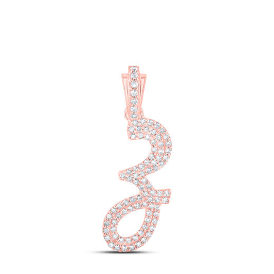 0.36 Ctw Natural Diamond Cursive Initial Letter Z Pendant in 10k Rose Gold