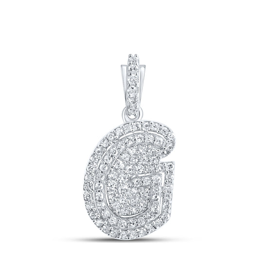 0.2 Ctw Natural Diamond Hiphop Initial Letter G Pendant in 10k White Gold