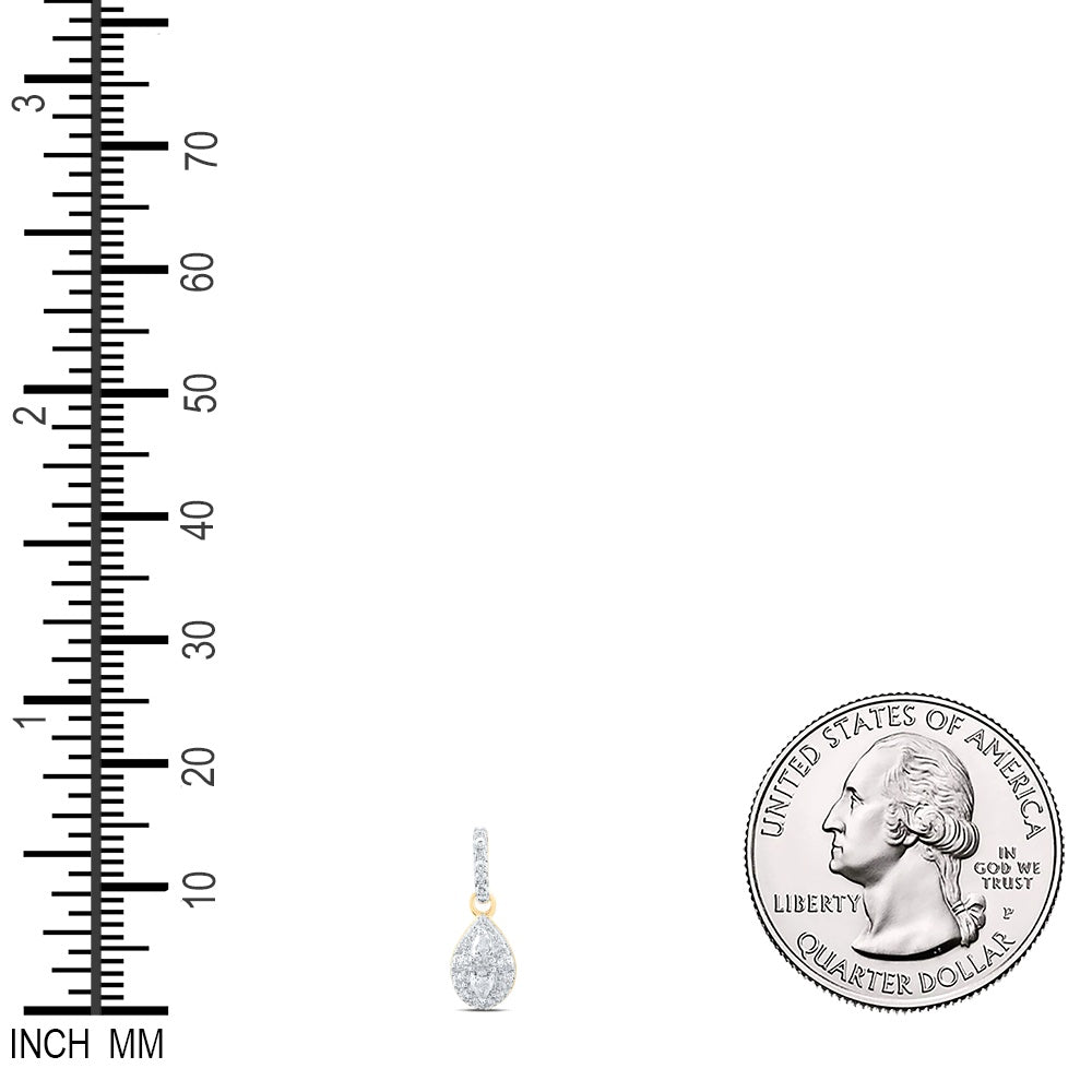 0.15 Ctw Natural Diamond Teardrop Pendant in 10k Yellow Gold