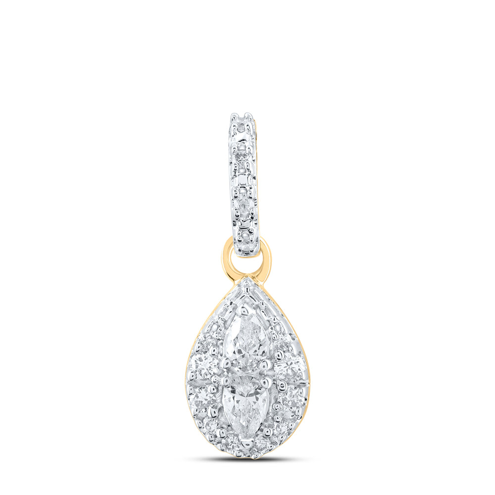 0.15 Ctw Natural Diamond Teardrop Pendant in 10k Yellow Gold