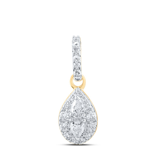 0.15 Ctw Natural Diamond Teardrop Pendant in 10k Yellow Gold