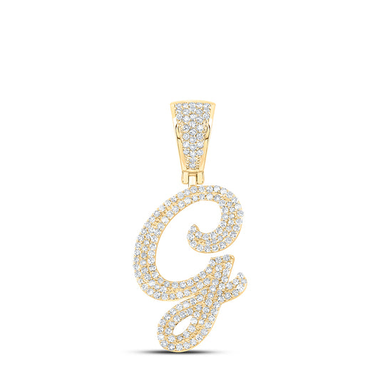0.87 Ctw Natural Diamond Cursive Initial Letter Alphabet G Pendant in 10k Yellow Gold
