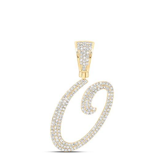 0.83 Ctw Natural Diamond Script Initial Letter Alphabet O Pendant in 10k Yellow Gold