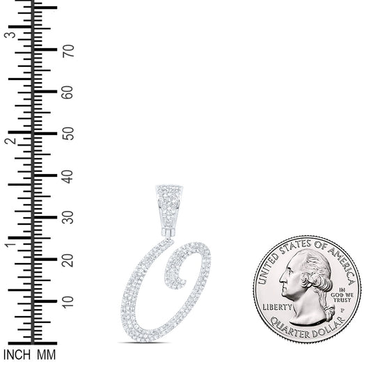 0.83 Ctw Natural Diamond Script Initial Letter Alphabet O Pendant in 10k White Gold