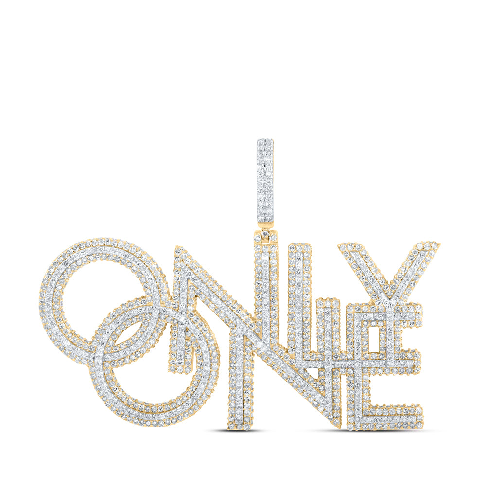 4.37 Ctw Natural Diamond ONLY ONE Nameplate Pendant in 10k Yellow Gold