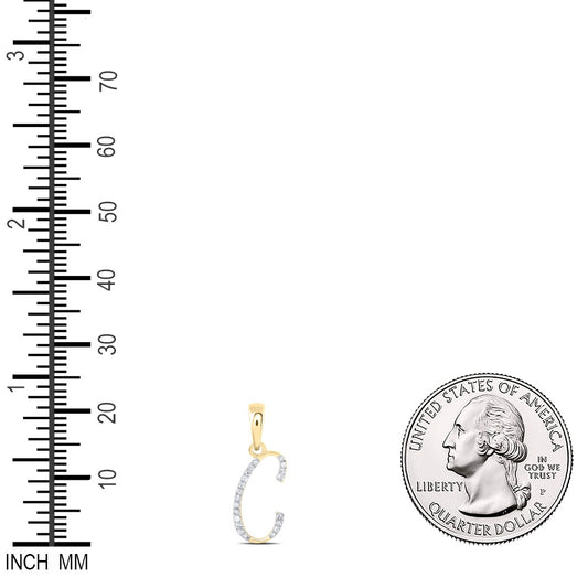 0.06 Ctw Natural Diamond Designer Initial Letter B Pendant in 10k Yellow Gold