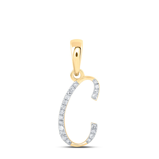 0.06 Ctw Natural Diamond Designer Initial Letter B Pendant in 10k Yellow Gold