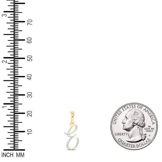 0.07 Ctw Natural Diamond Designer Initial Letter E Pendant in 10k Yellow Gold