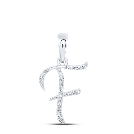 0.08 Ctw Natural Diamond Designer Initial Letter F Pendant in 10k White Gold