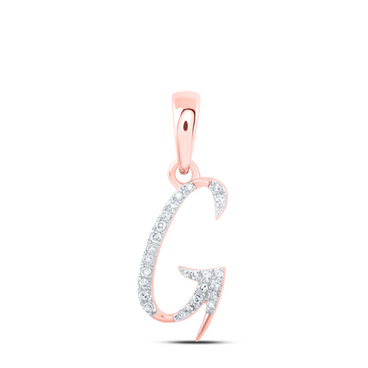 0.07 Ctw Natural Diamond Designer Initial Letter G Pendant in 10k Rose Gold