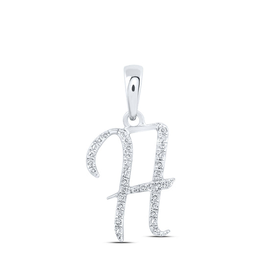 0.1 Ctw Natural Diamond Designer Initial Letter H Pendant in 10k White Gold
