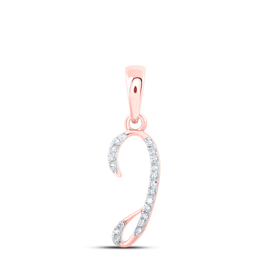 0.06 Ctw Natural Diamond Designer Initial Letter J Pendant in 10k Rose Gold