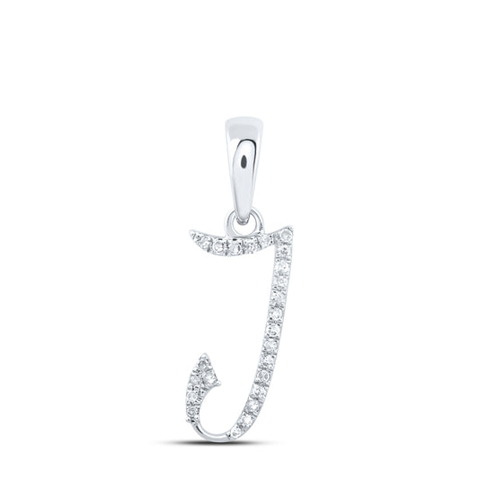 0.05 Ctw Natural Diamond Designer Initial Letter J Pendant in 10k White Gold