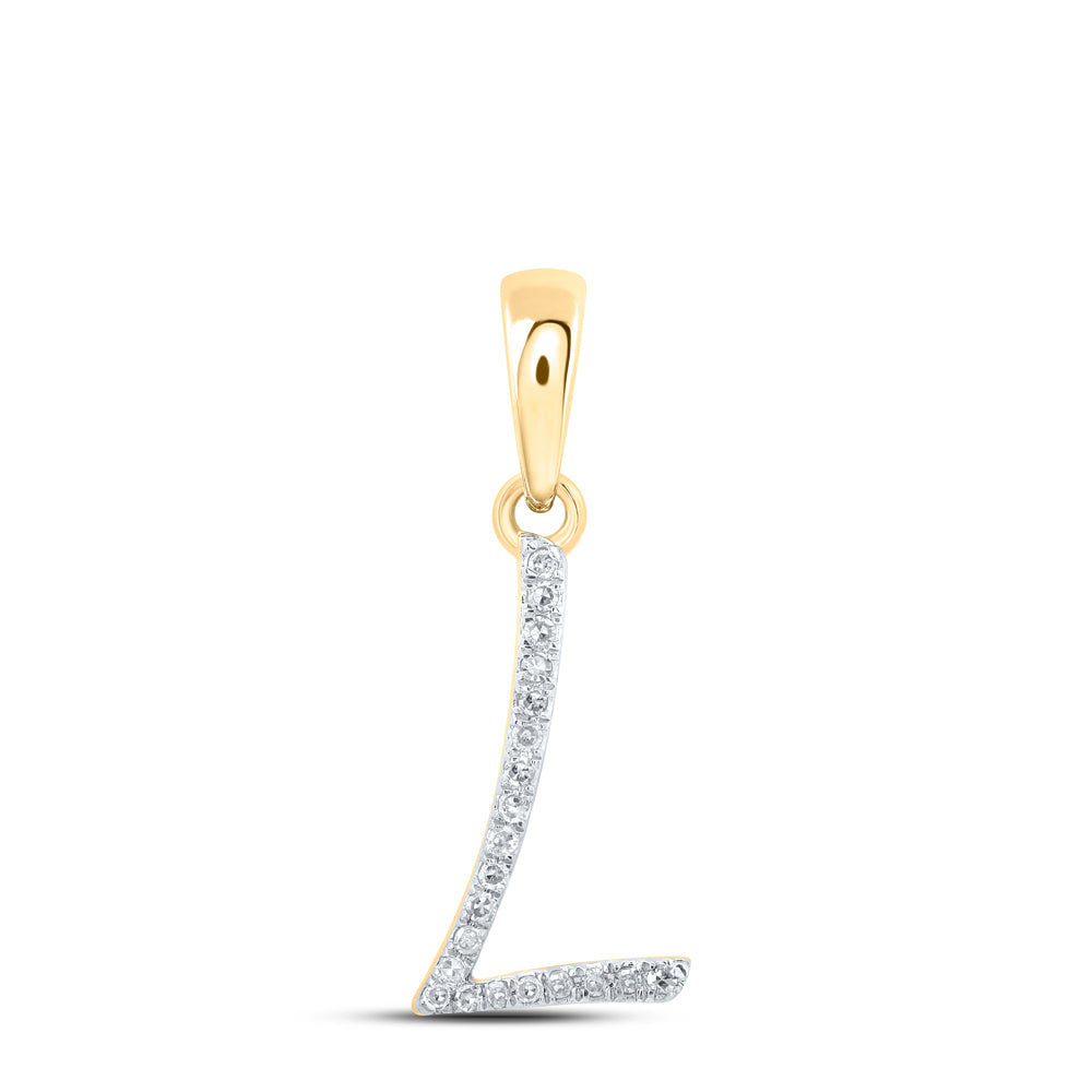 0.06 Ctw Natural Diamond Designer Initial Letter L Pendant in 10k Yellow Gold