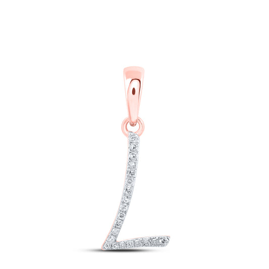 0.06 Ctw Natural Diamond Designer Initial Letter L Pendant in 10k Rose Gold