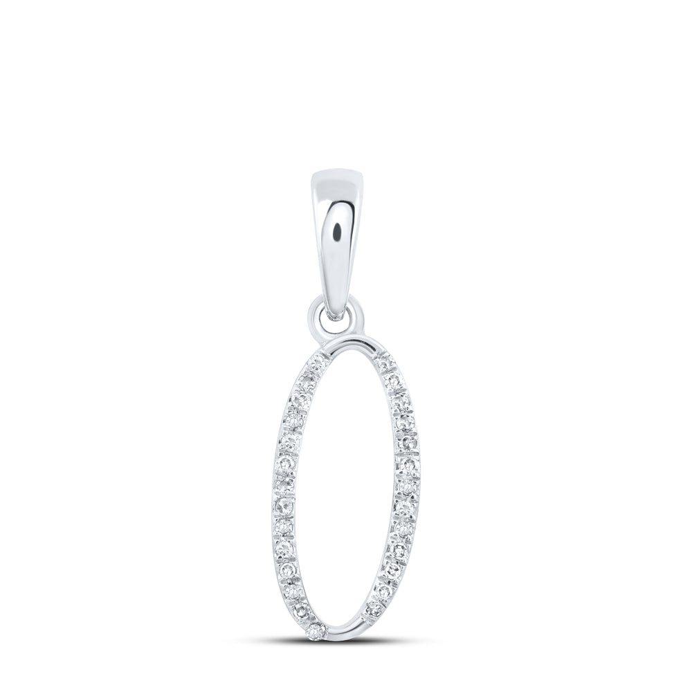 0.08 Ctw Natural Diamond Designer Initial Letter O Pendant in 10k White Gold