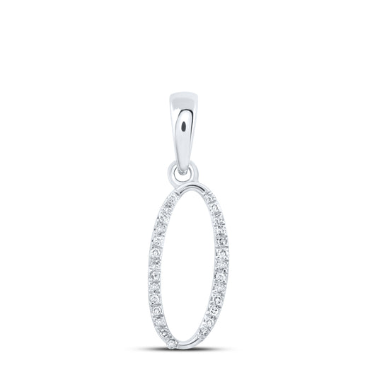 0.08 Ctw Natural Diamond Designer Initial Letter O Pendant in 10k White Gold