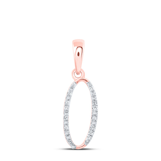 0.08 Ctw Natural Diamond Designer Initial Letter O Pendant in 10k Rose Gold