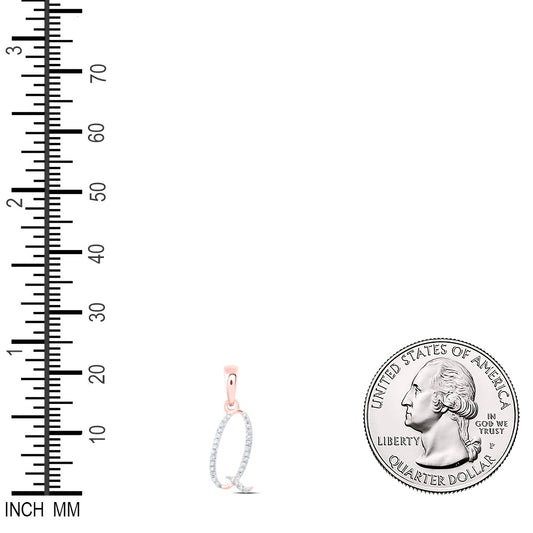 0.09 Ctw Natural Diamond Designer Initial Letter Q Pendant in 10k Rose Gold