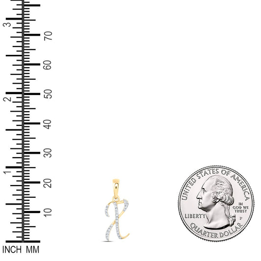 0.08 Ctw Natural Diamond Designer Initial Letter X Pendant in 10k Yellow Gold