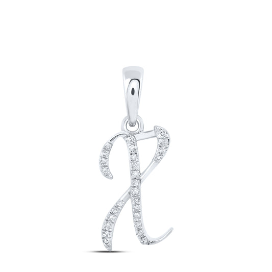 0.08 Ctw Natural Diamond Designer Initial Letter X Pendant in 10k White Gold