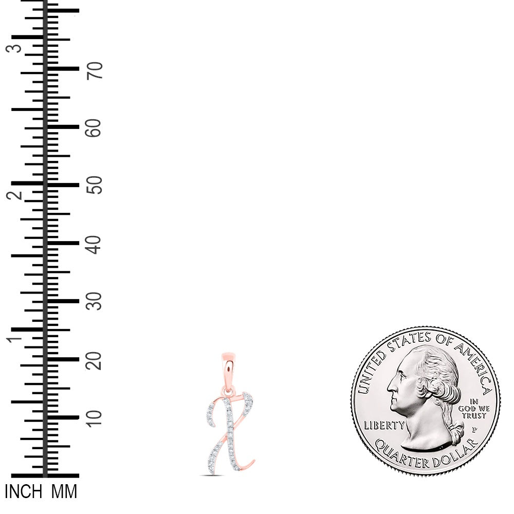 0.08 Ctw Natural Diamond Designer Initial Letter X Pendant in 10k Rose Gold